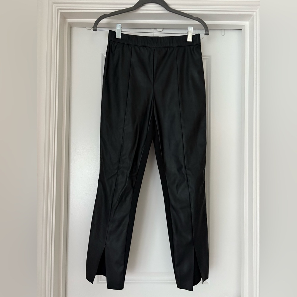 BCBGeneration Mixed Material Black Leggings with Slits